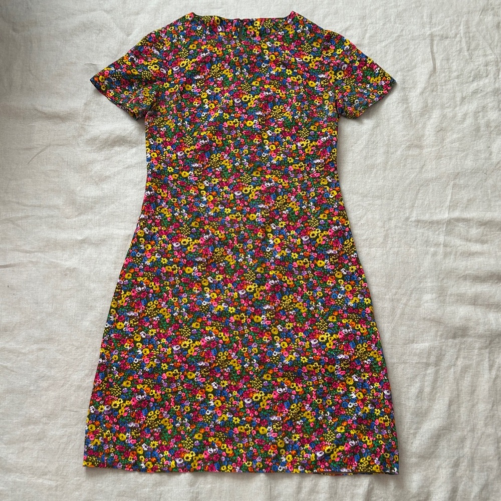 Vintage Handmade Floral Multicolor Midcentury A-Line Dress